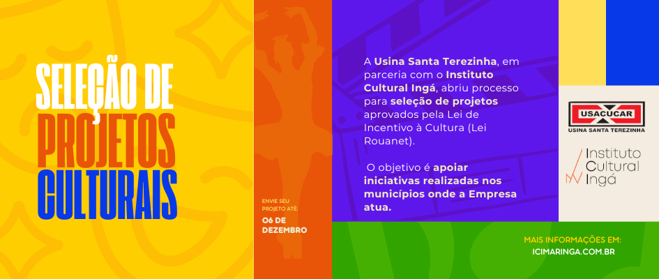 Usina Santa Terezinha e Instituto Cultural Ingá abrem chamado público para projetos artísticos e culturais